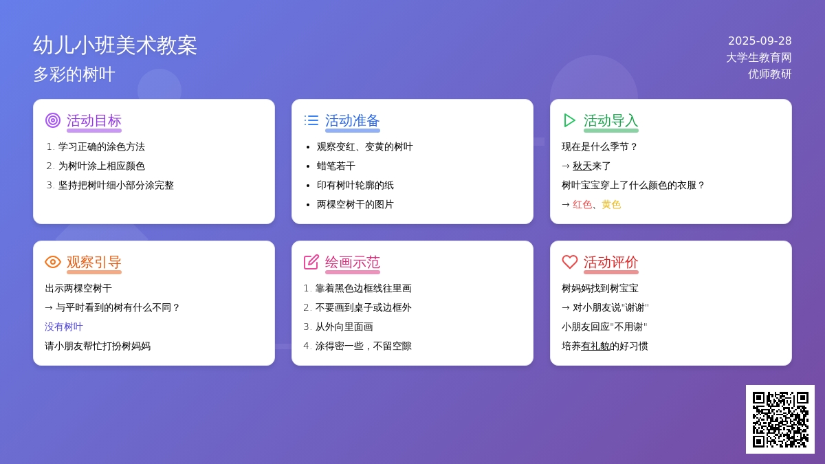 幼儿小班美术教案多彩的树叶