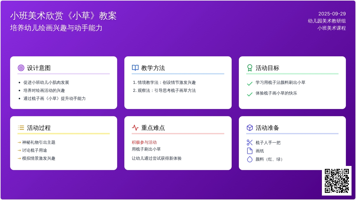 小班美术欣赏《小草》教案