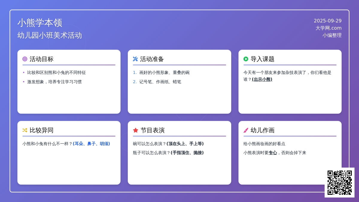 幼儿园小班美术教案《小熊学本领》