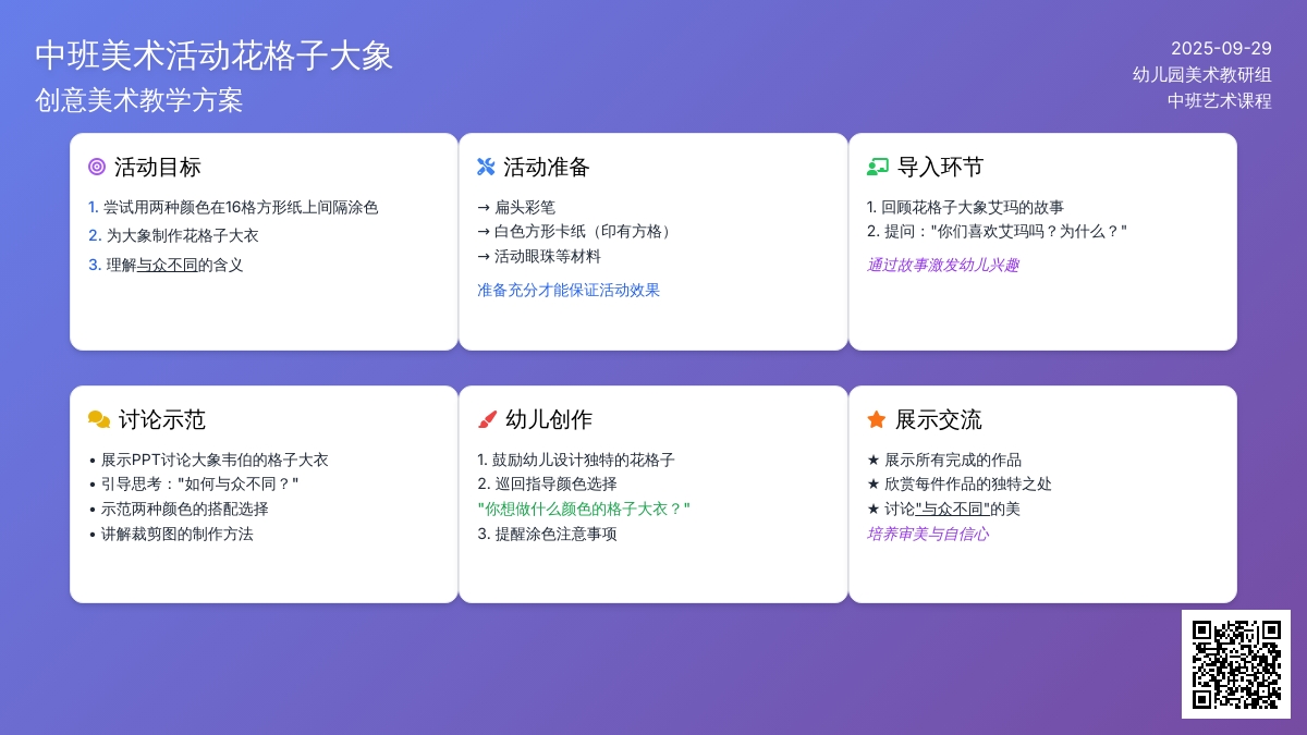 中班美术活动花格子大象教案