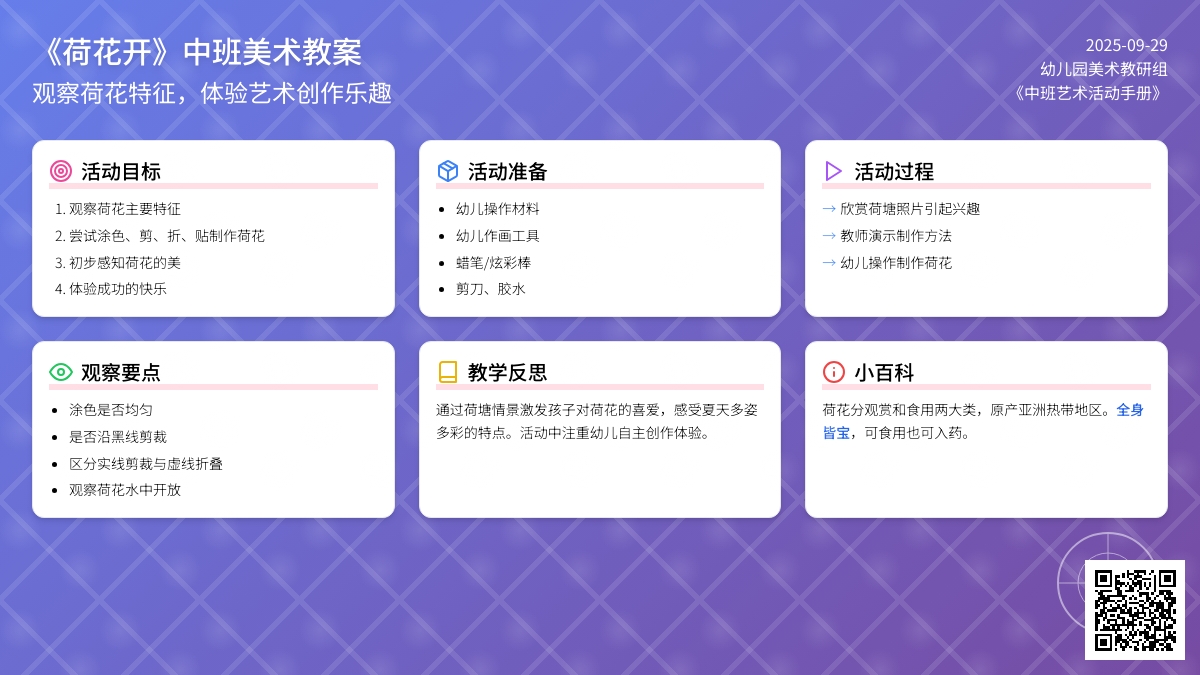 《荷花开》中班美术教案