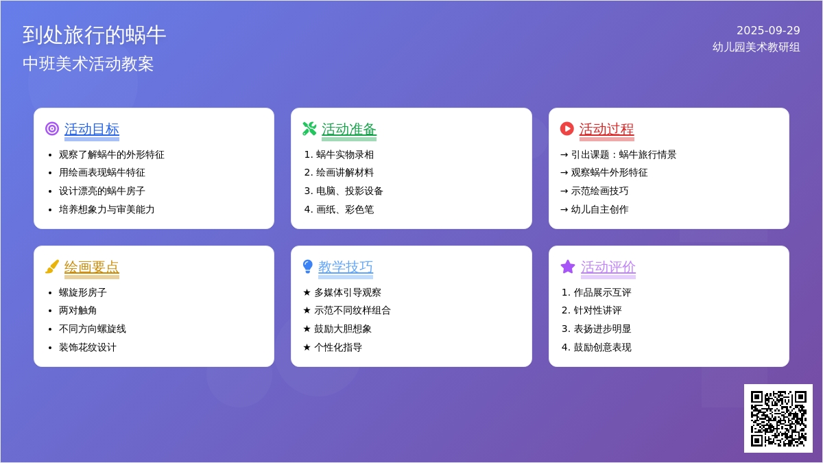 《到处旅行的蜗牛》中班美术活动教案