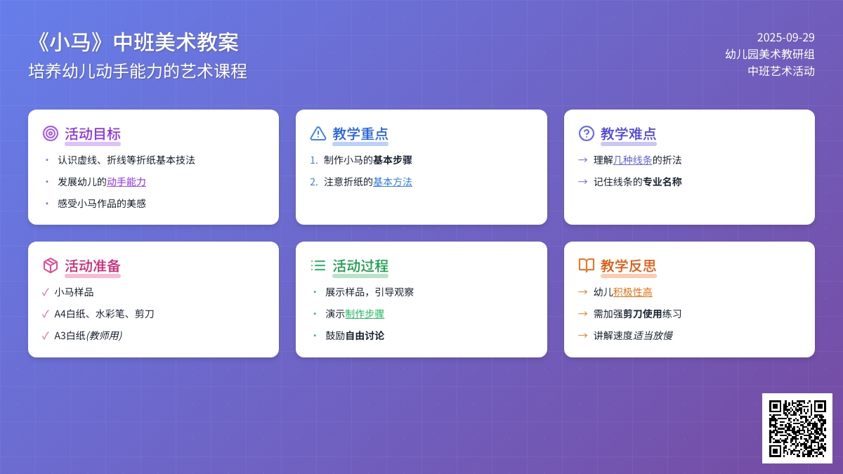 《小马》中班美术教案