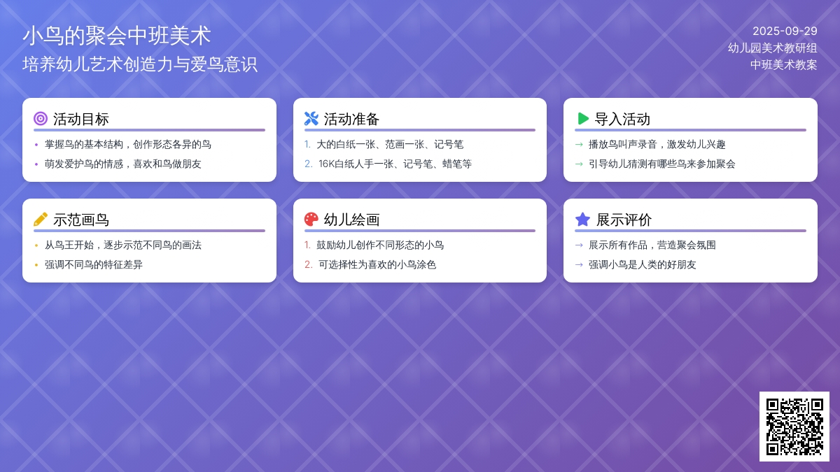 小鸟的聚会中班美术教案