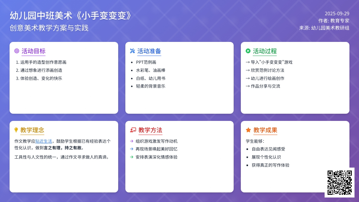幼儿园中班美术教案《小手变变变》
