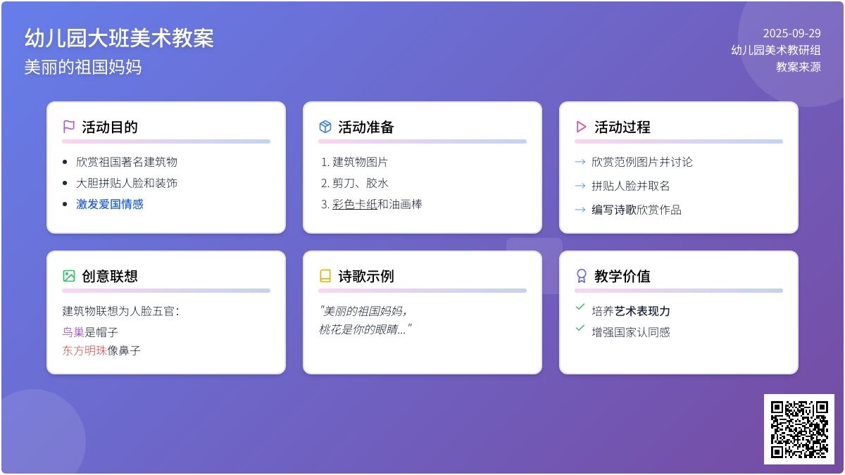 幼儿园大班美丽的祖国妈妈美术教案