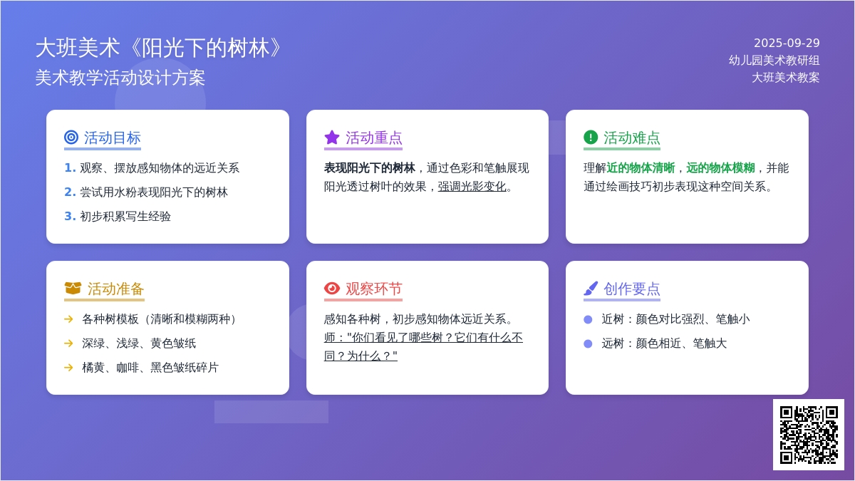 大班美术《阳光下的树林》教案