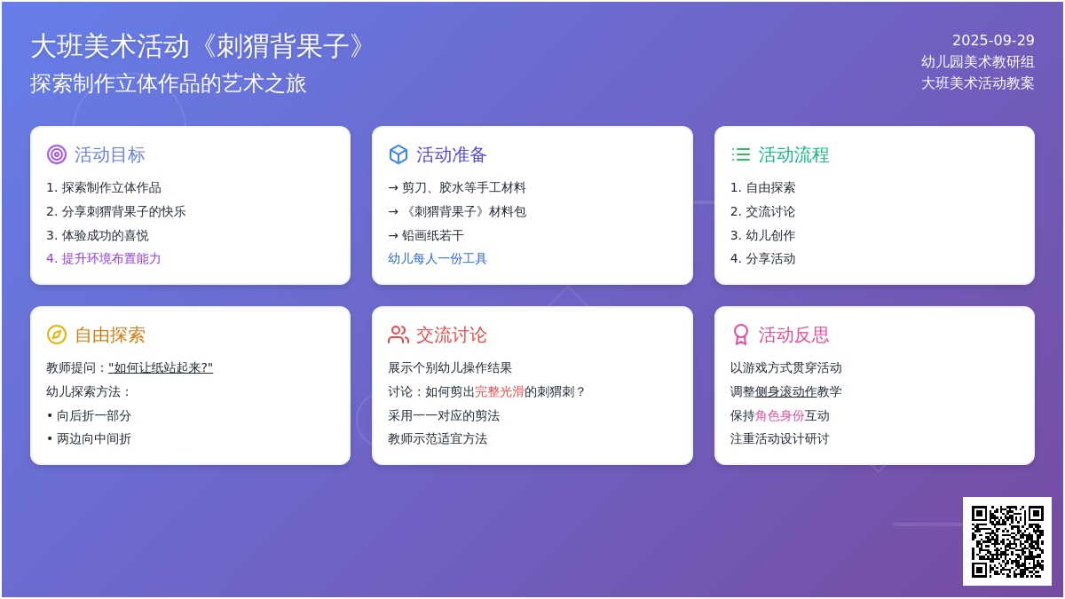 大班美术活动教案《刺猬背果子》