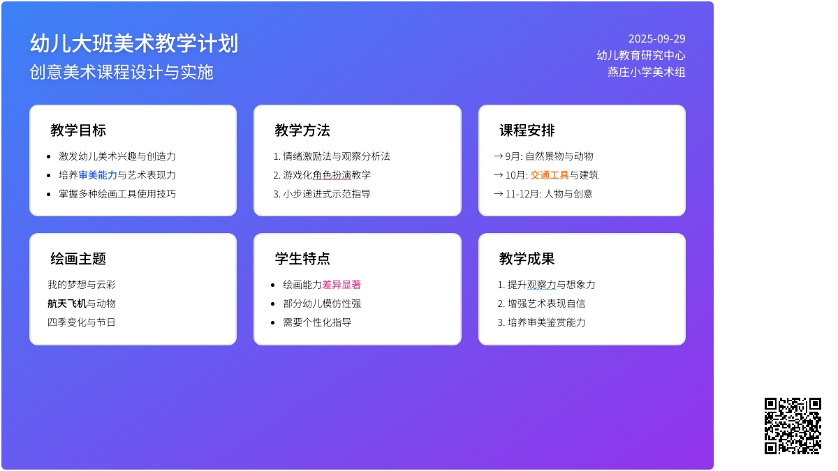 幼儿大班美术教学计划4篇
