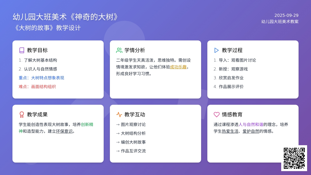 幼儿园大班美术教案《神奇的大树》