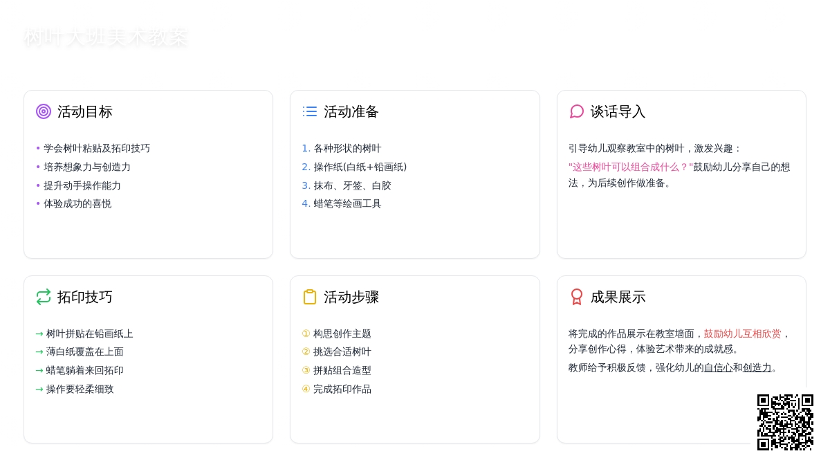 树叶大班美术教案