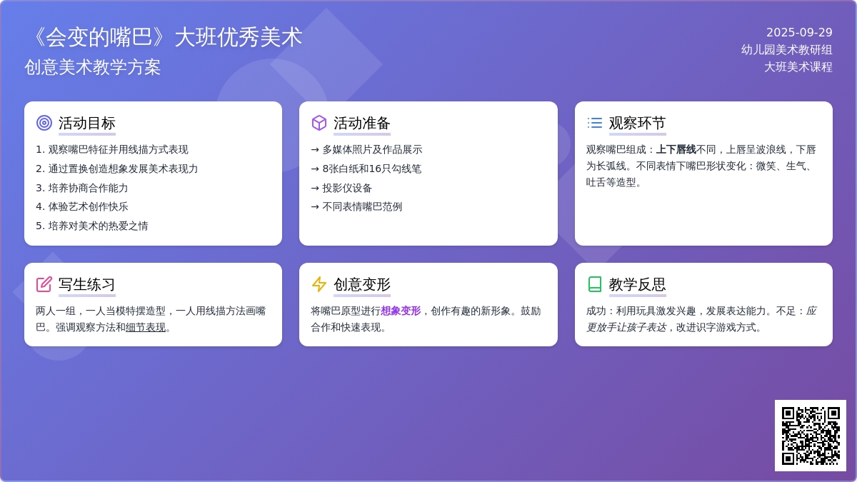 《会变的嘴巴》大班优秀美术教案 《会变的嘴巴》大班优秀美术教案