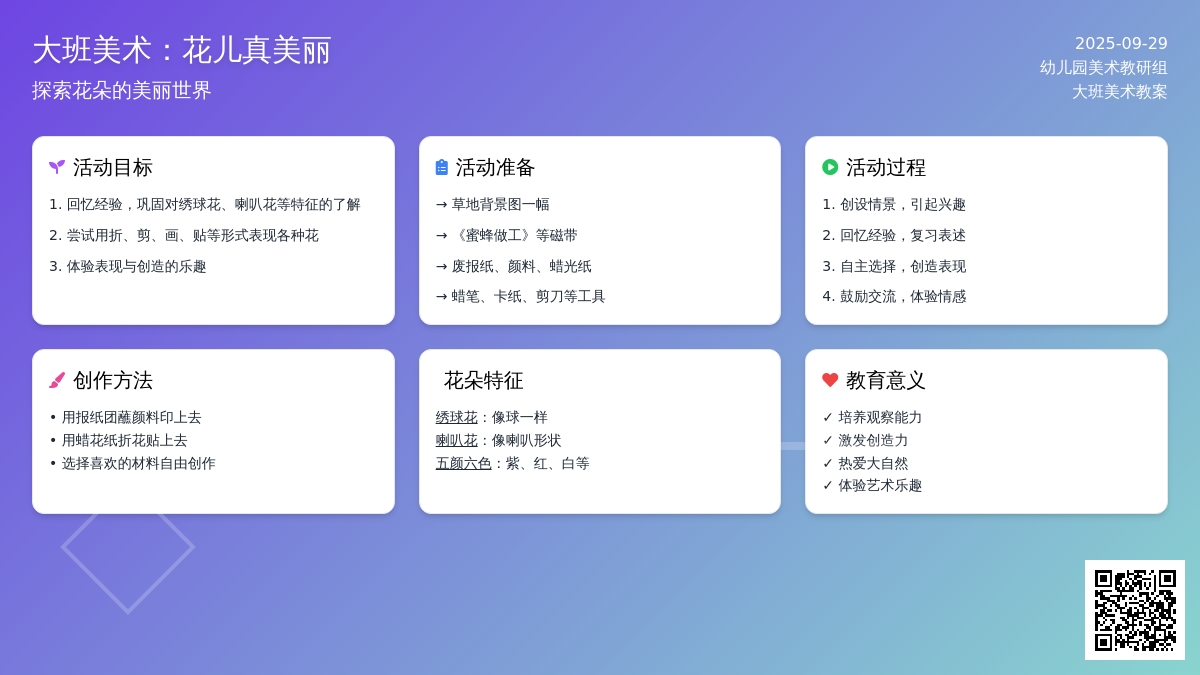 大班美术教案：花儿真美丽