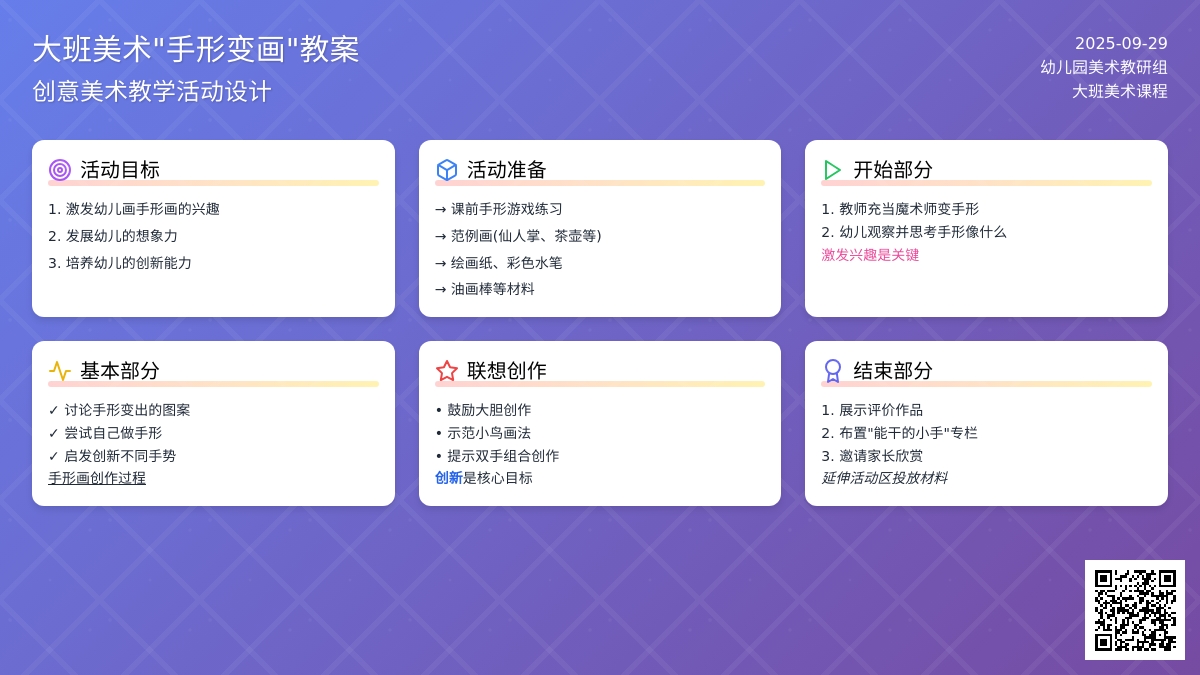 关于大班美术“手形变画”的教案