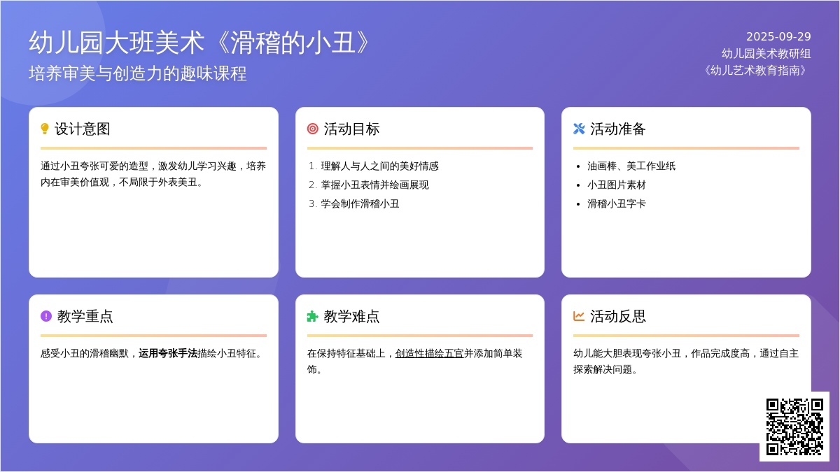 幼儿园大班美术《滑稽的小丑》教案