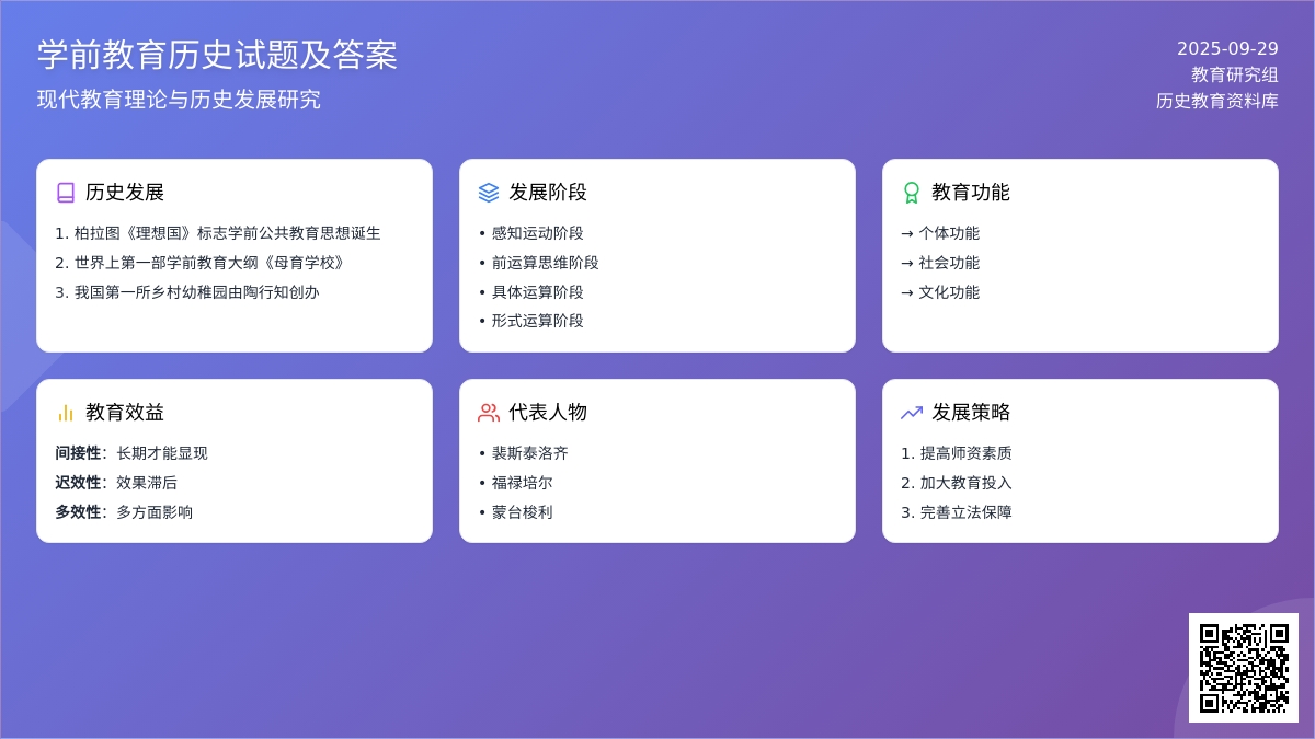 学前教育历史试题及答案