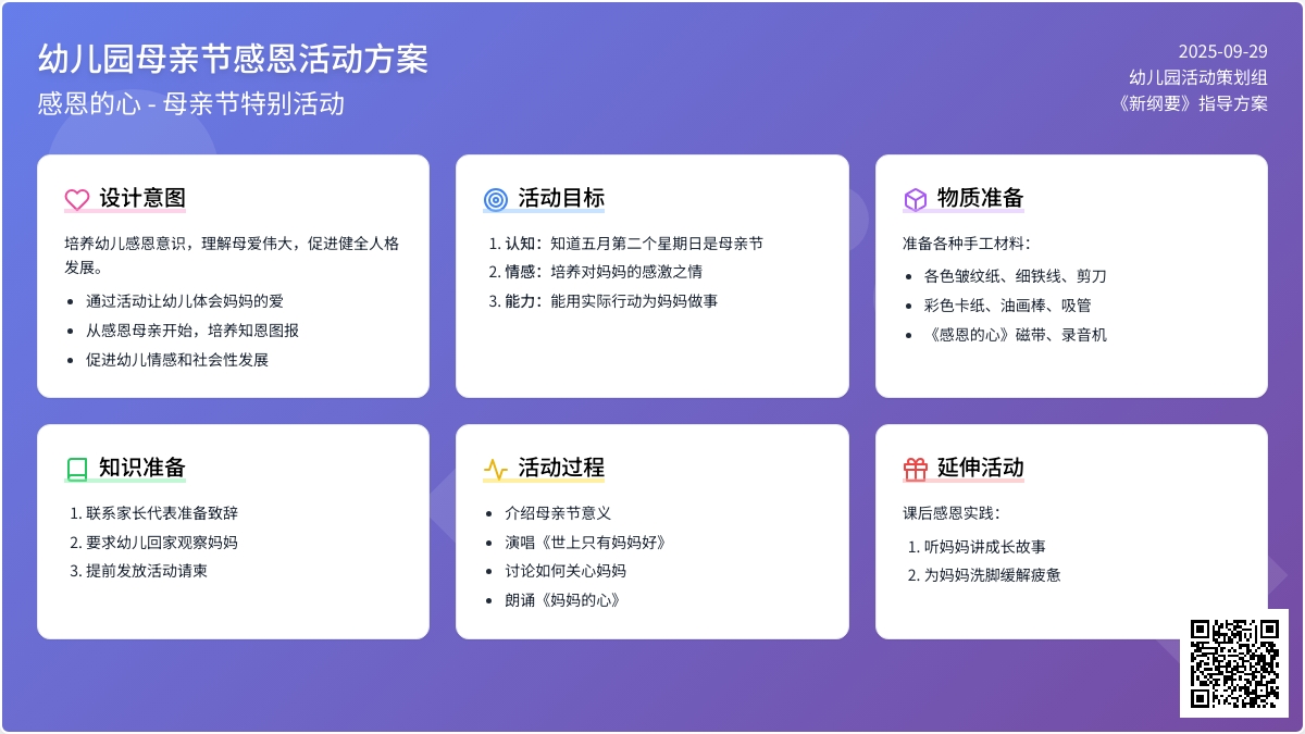 幼儿园母亲节感恩活动方案