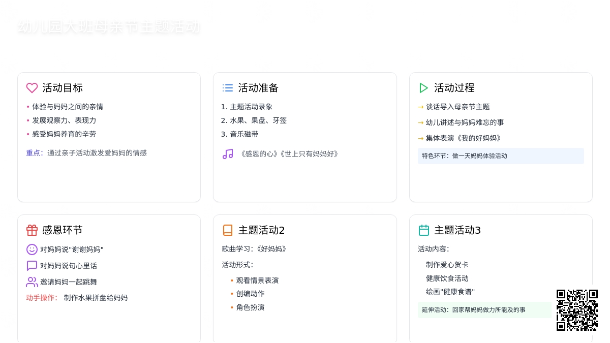 幼儿园大班母亲节主题活动教案