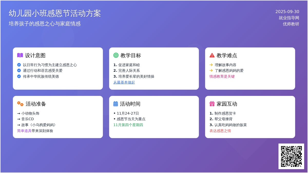 幼儿园小班感恩节活动方案