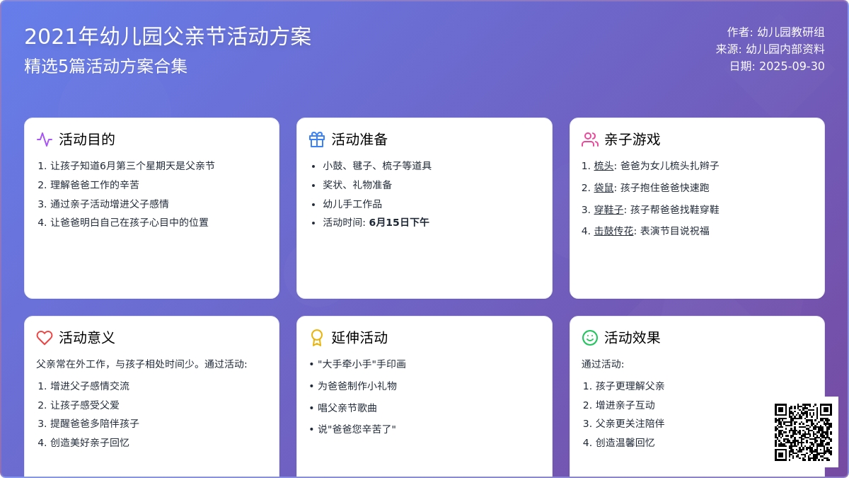 2021年幼儿园父亲节的活动方案（精选5篇）