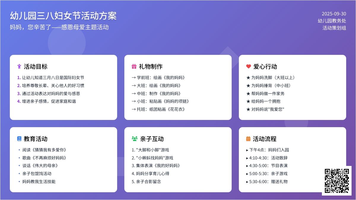 幼儿园不同年龄三八妇女节活动方案