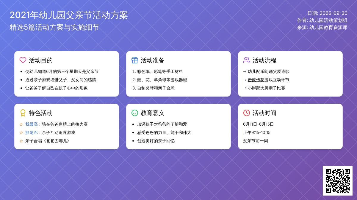 2021年幼儿园父亲节活动方案（精选5篇）