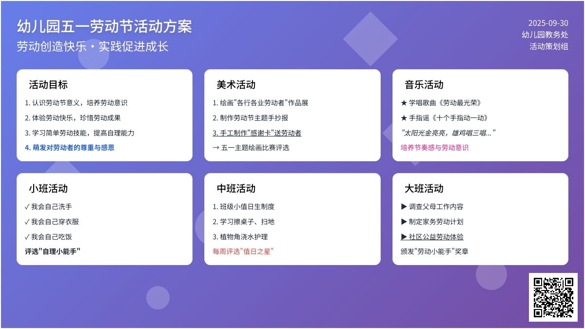 幼儿园五一劳动节活动方案