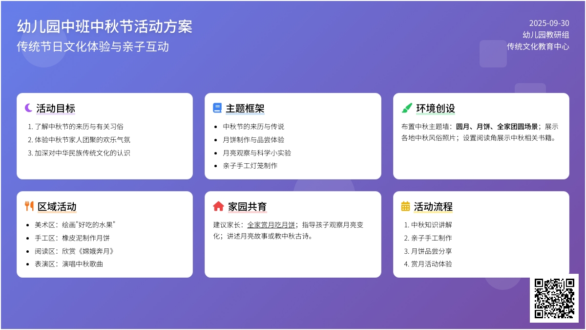 幼儿园中班中秋节活动方案