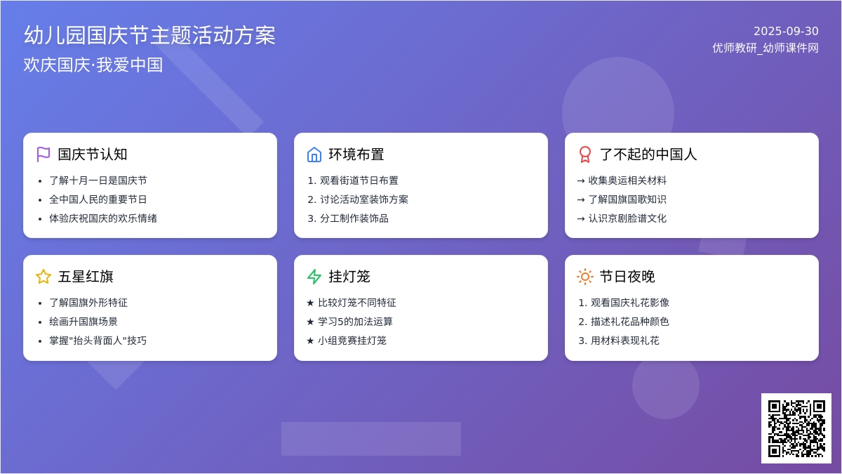 幼儿园国庆节主题活动教案