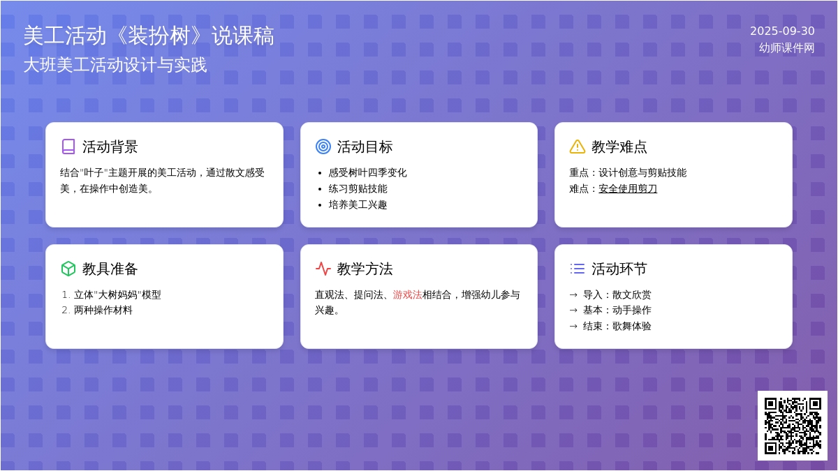 大班美工《装扮树》说课稿