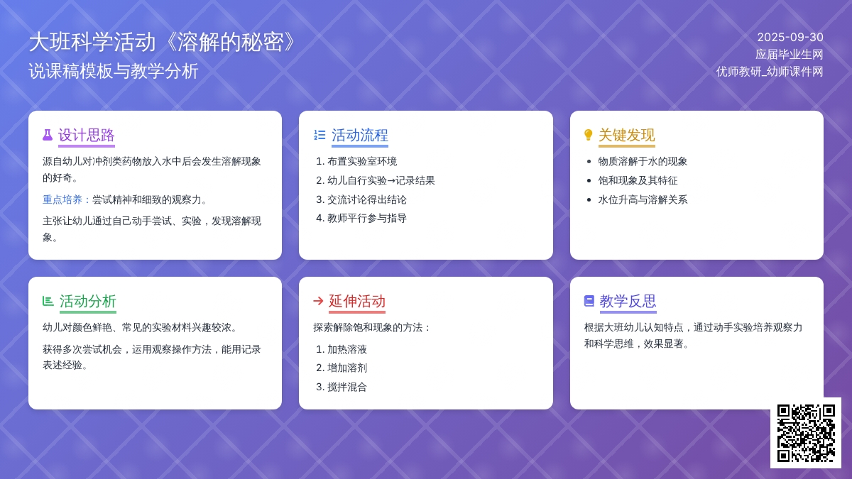 大班科学活动《溶解的秘密》说课稿模板
