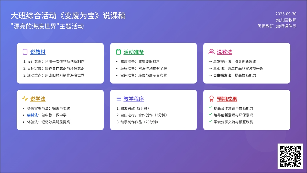 大班综合活动《变废为宝》说课稿