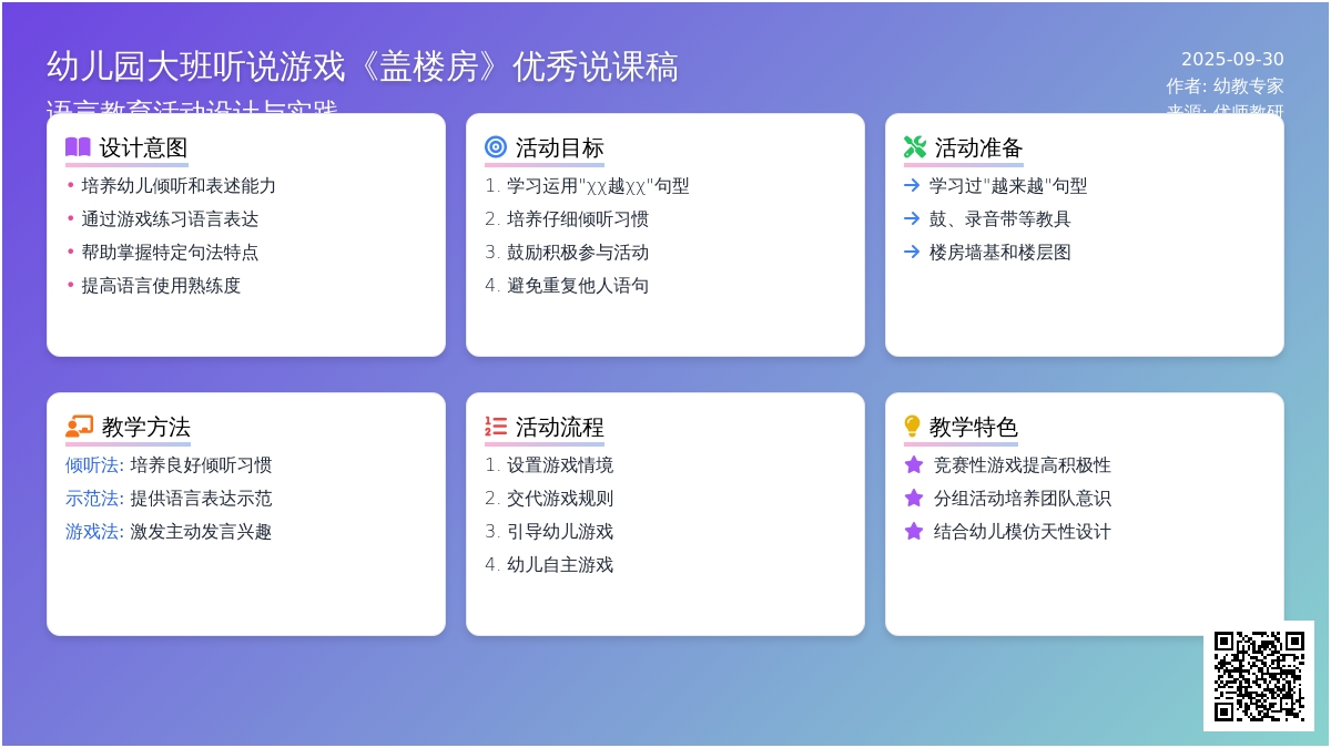 幼儿园大班听说游戏《盖楼房》优秀说课稿范文