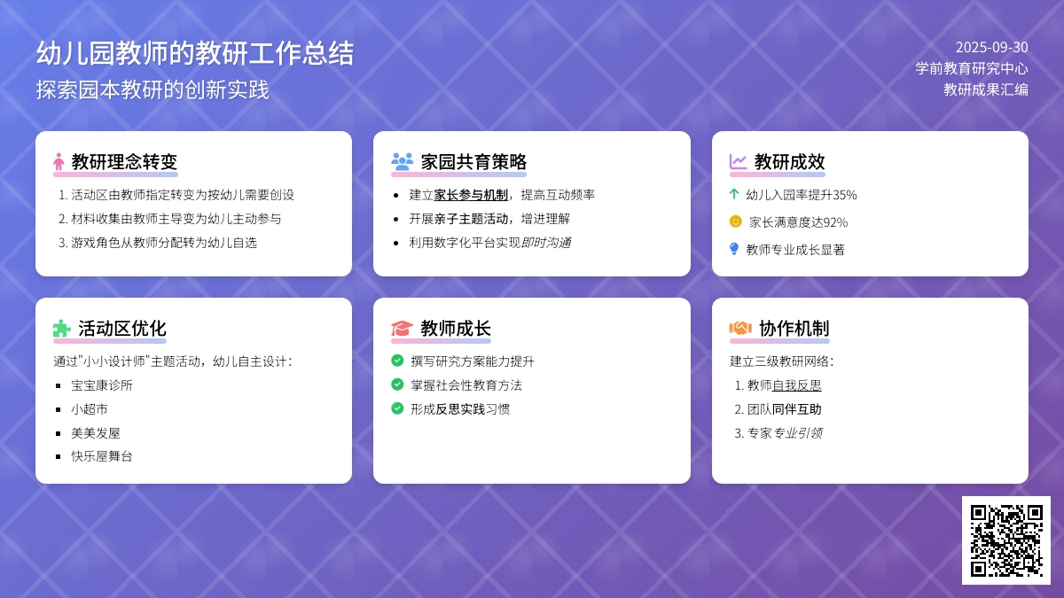 幼儿园教师的教研工作总结6篇