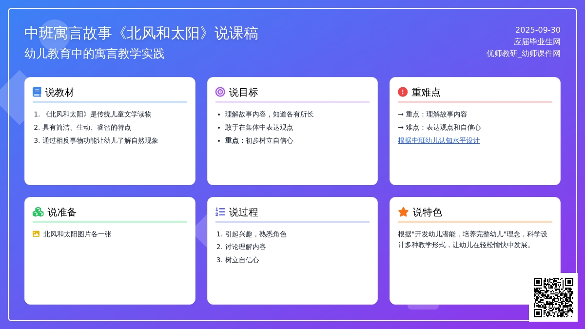中班寓言故事《北风和太阳》说课稿范文