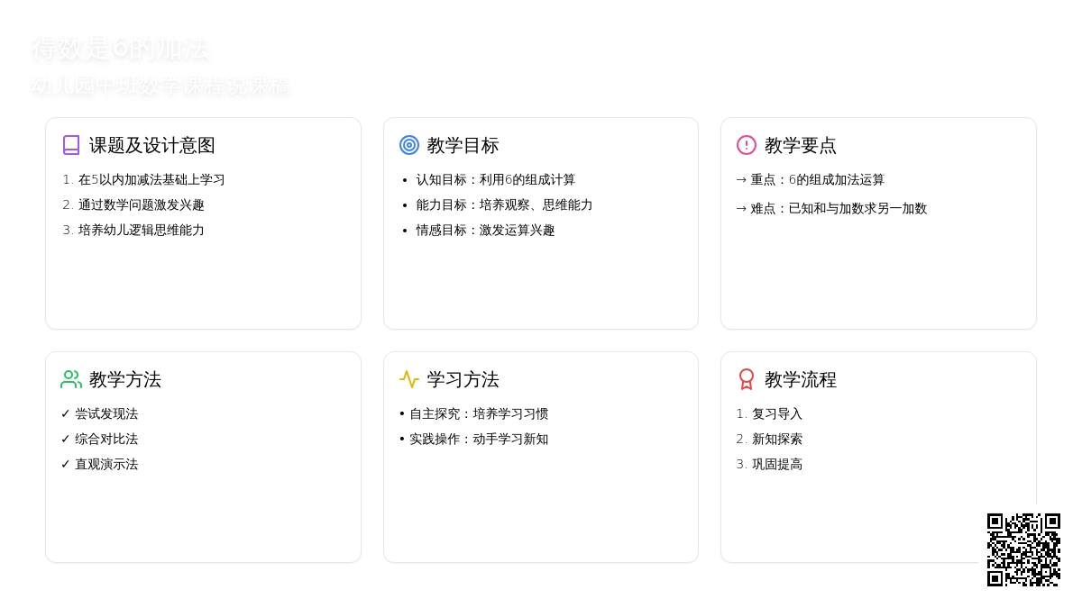 中班数学《得数是6的加法》说课稿