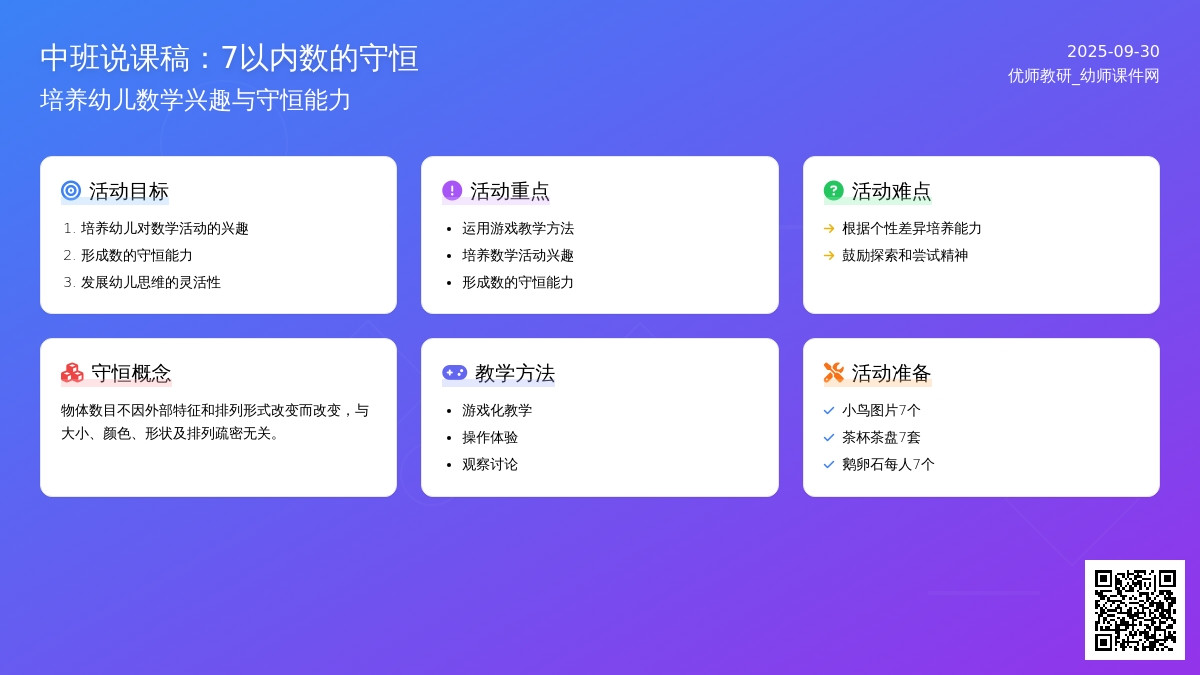 中班说课稿：7以内数的守恒