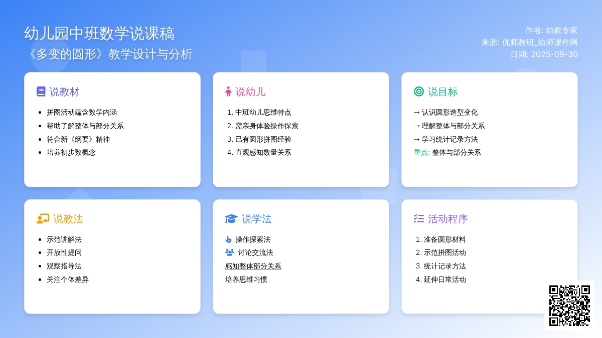 幼儿园中班数学说课稿《多变的圆形》