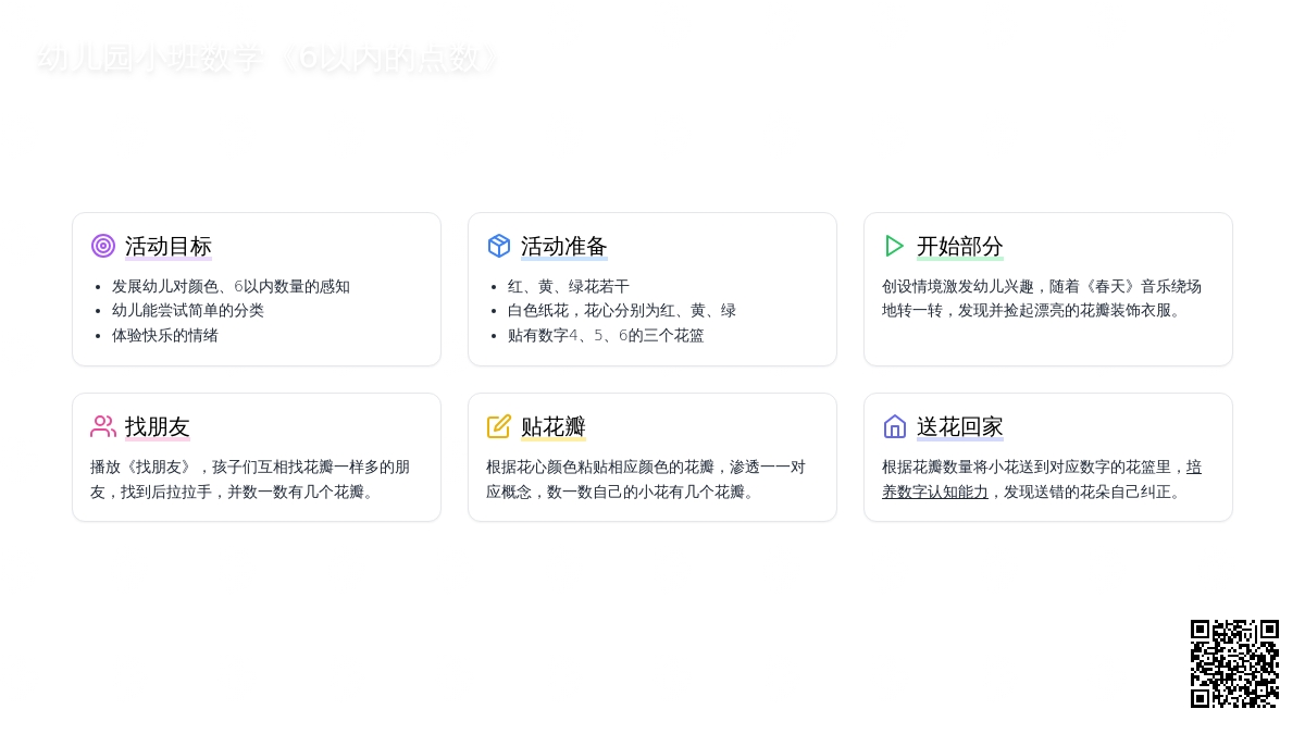 幼儿园小班数学教案《6以内的点数》