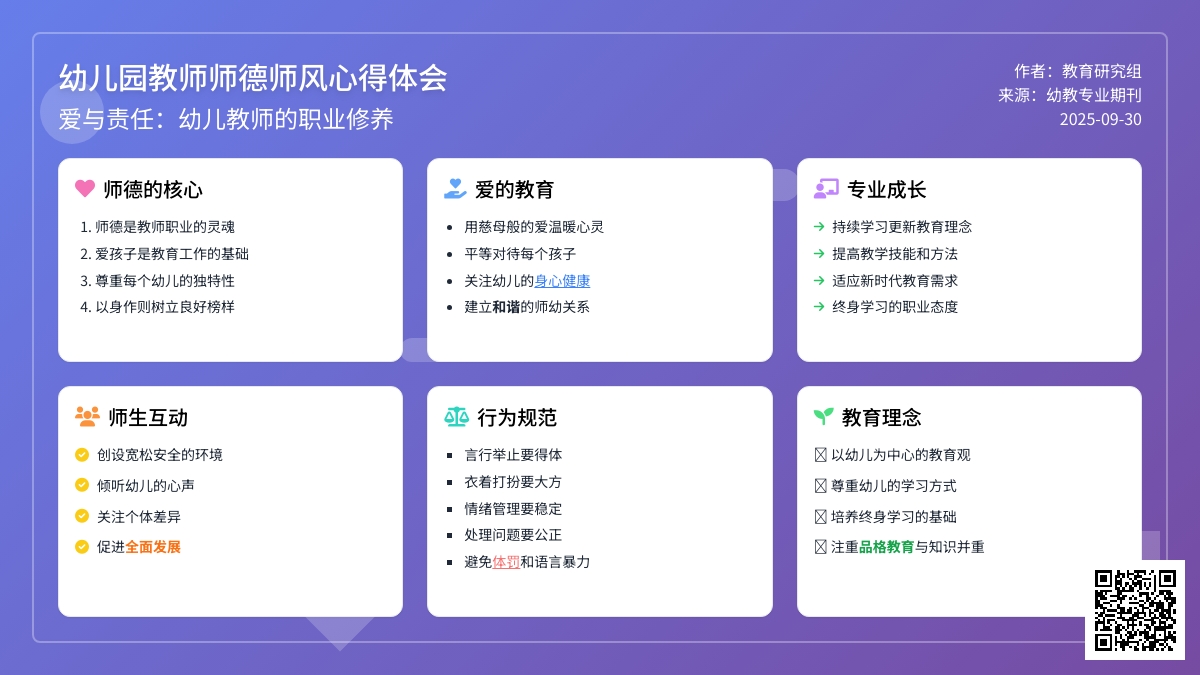 幼儿园教师师德师风心得体会