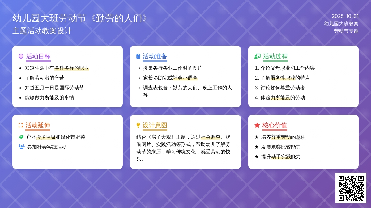 幼儿园大班劳动节《勤劳的人们》教案