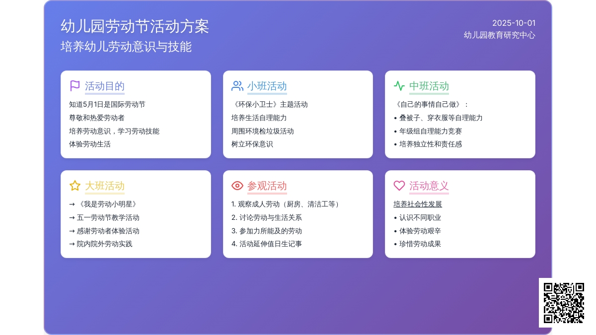 幼儿园劳动节活动方案