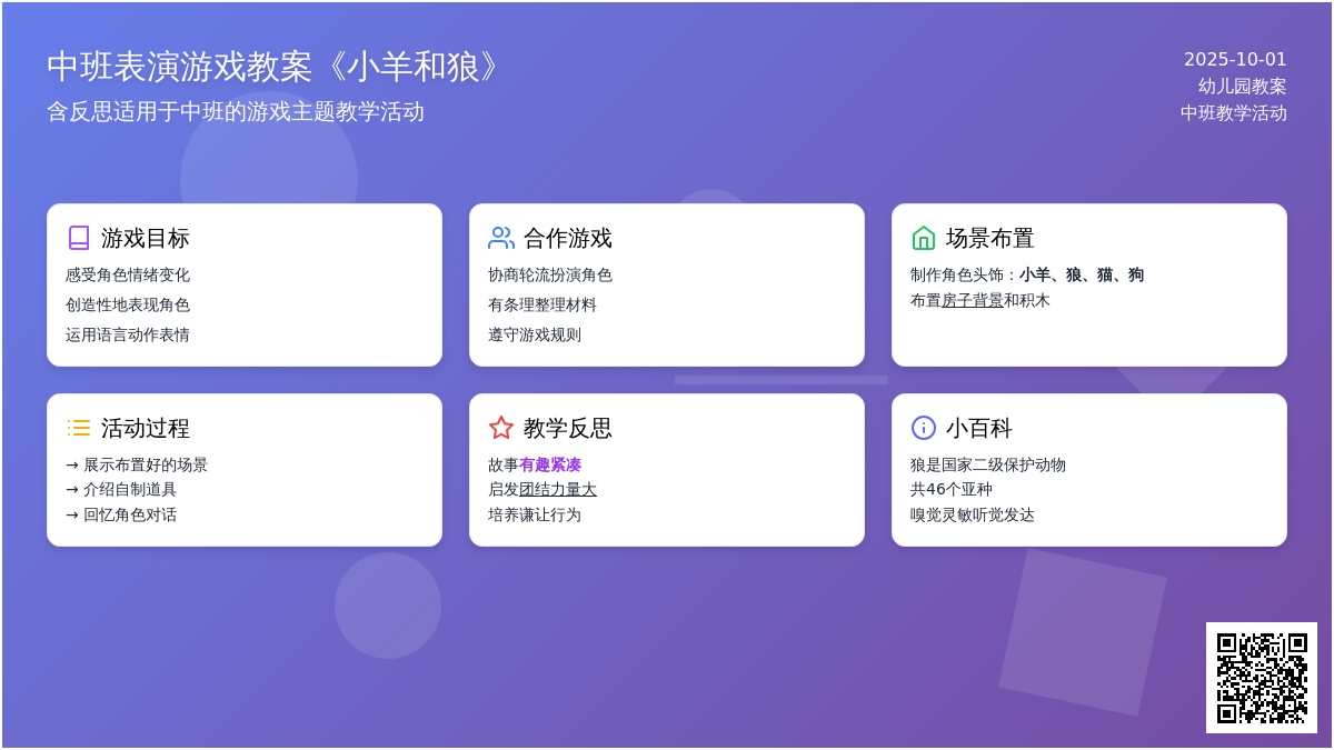 中班表演游戏教案《小羊和狼》含反思