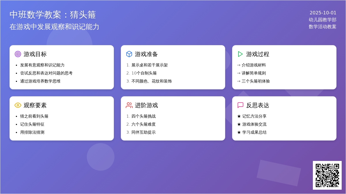 中班数学教案：猜头箍