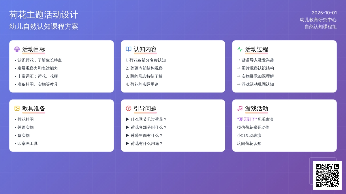 幼儿园小班活动教案：荷花
