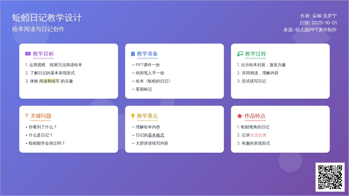幼儿园大班绘本阅读活动教案：蚯蚓的日记 (含课件)