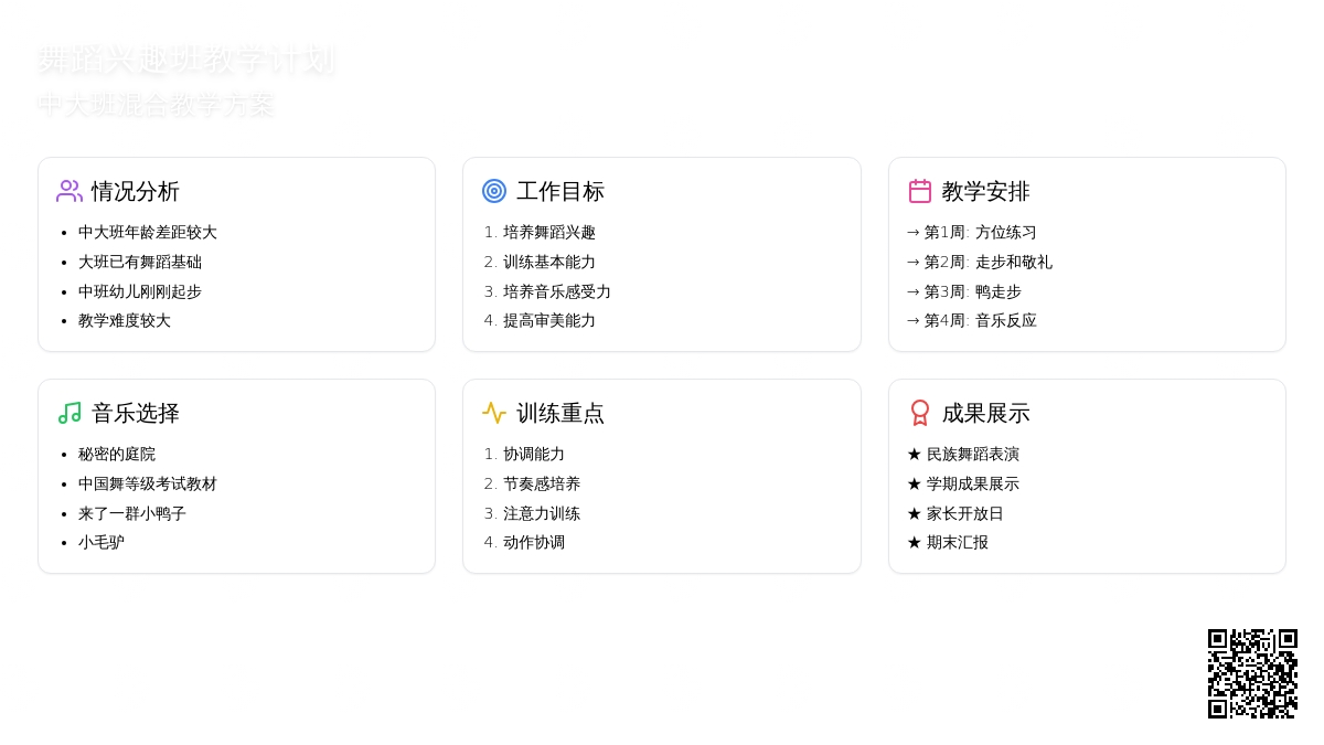 幼儿园中大班舞蹈兴趣班教学计划