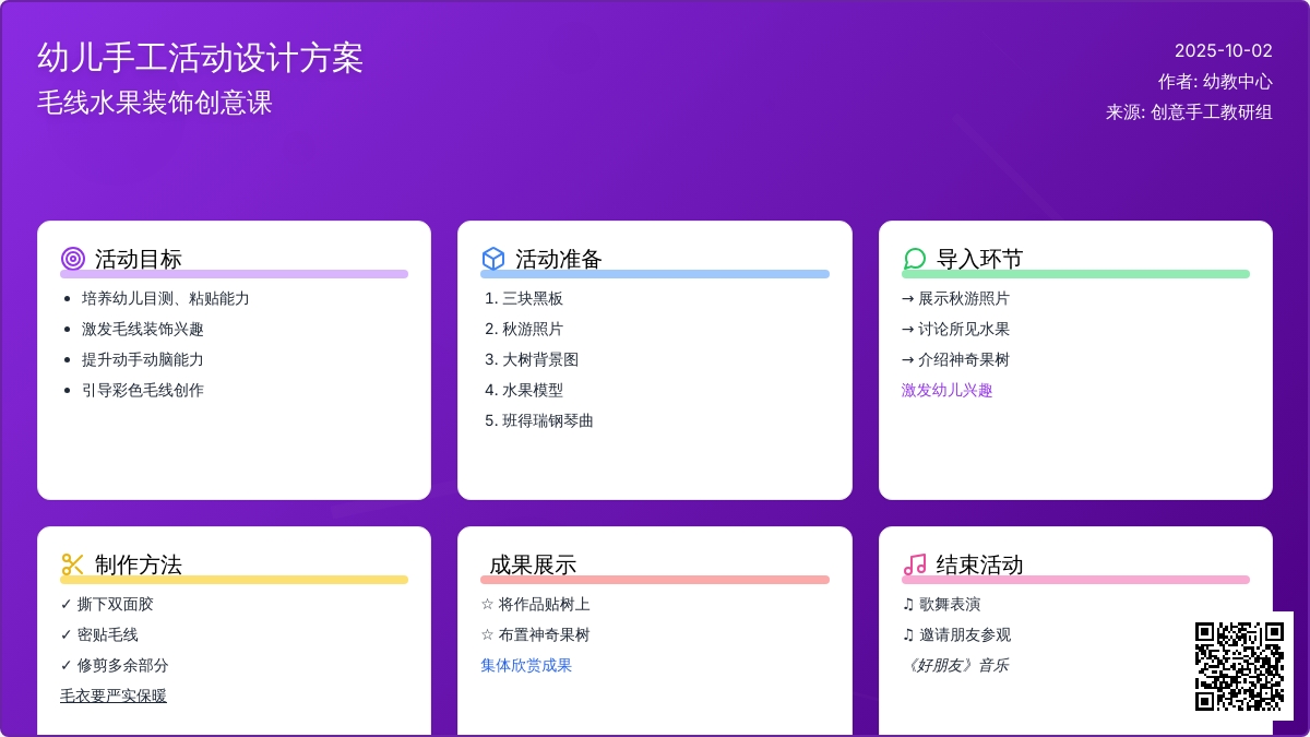 幼儿园大班手工活动教案：神奇的水果娃娃