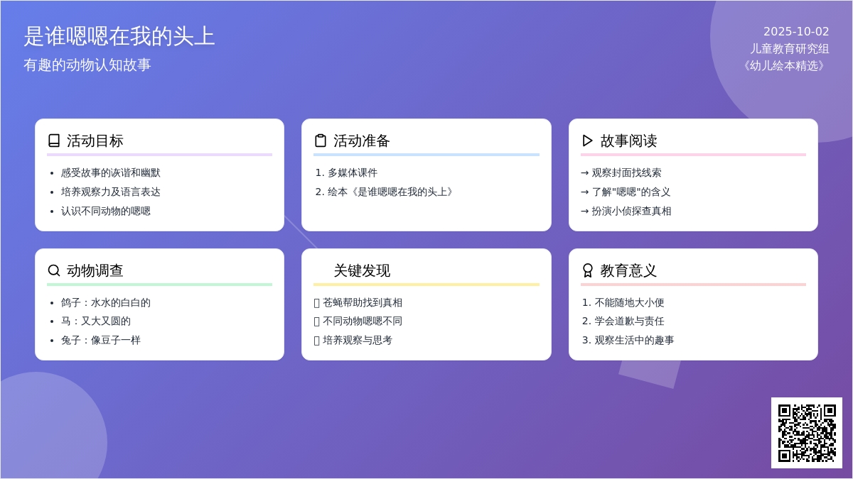幼儿园中班绘本阅读《是谁嗯嗯在我的头上》含课件