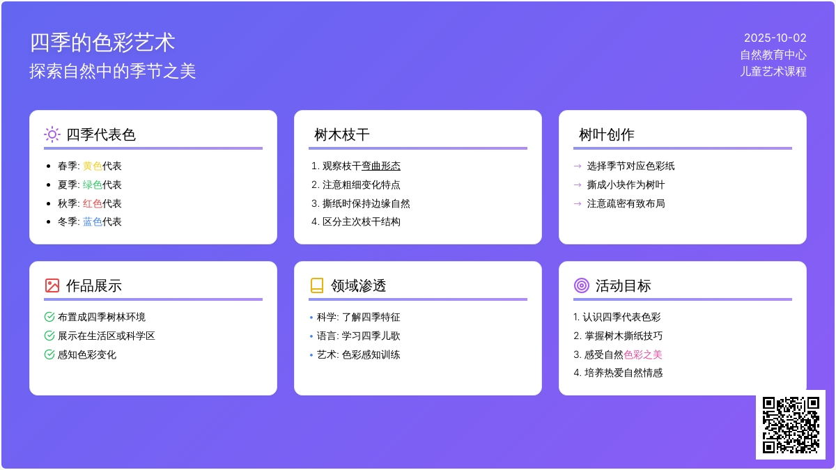 幼儿园中班手工纸艺活动：树（春夏秋冬）